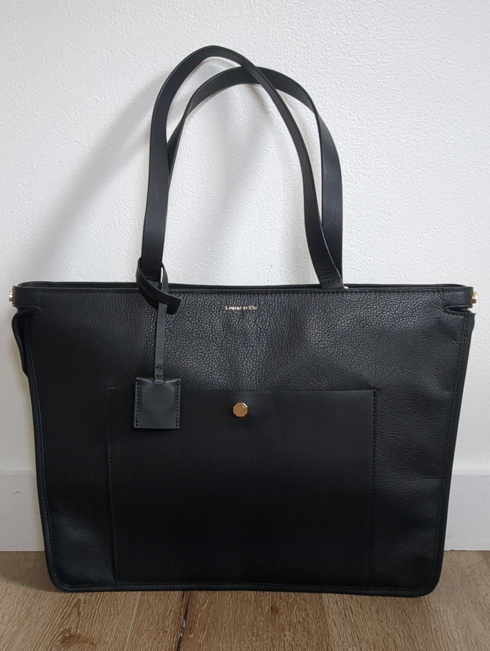 Louise Et Cie Black Leather Briefcase Work Tote